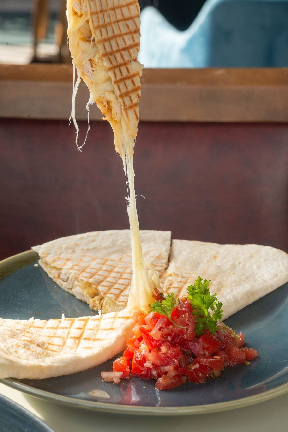 Cheese quesadilla with salsa